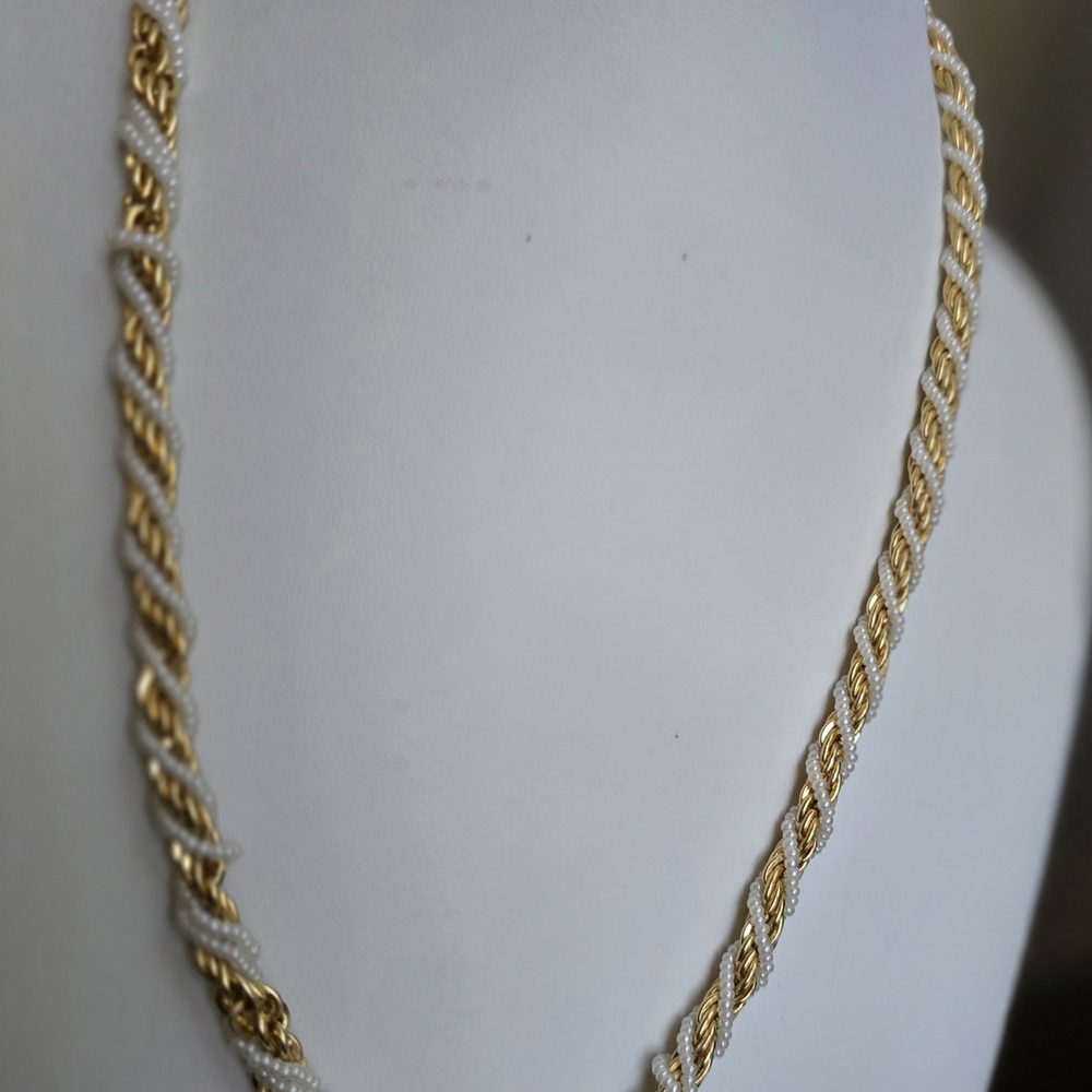 Trifari Gold and Silver Twisted Rope Necklace